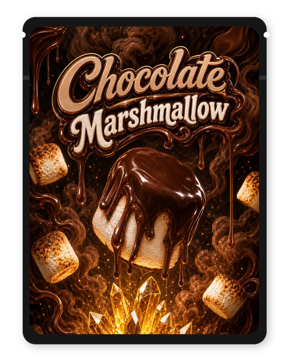 Chocolate Marshmallow custom 4"x5" mylar bag design (front)