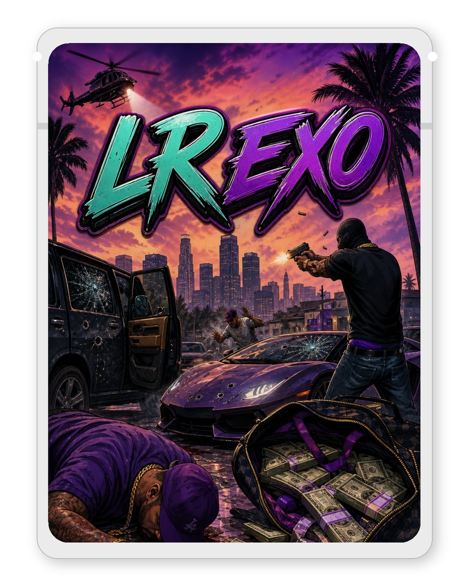 LR EXO custom 4"x5" mylar bag design (front)