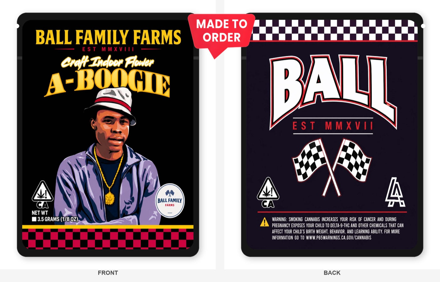 A-Boogie 3.5g Mylar Sticker Bags Ball Family Farms - Fire Mylar  