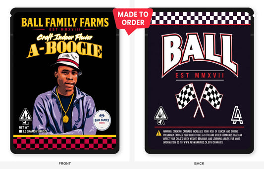 A-Boogie 3.5g Mylar Sticker Bags Ball Family Farms - Fire Mylar  
