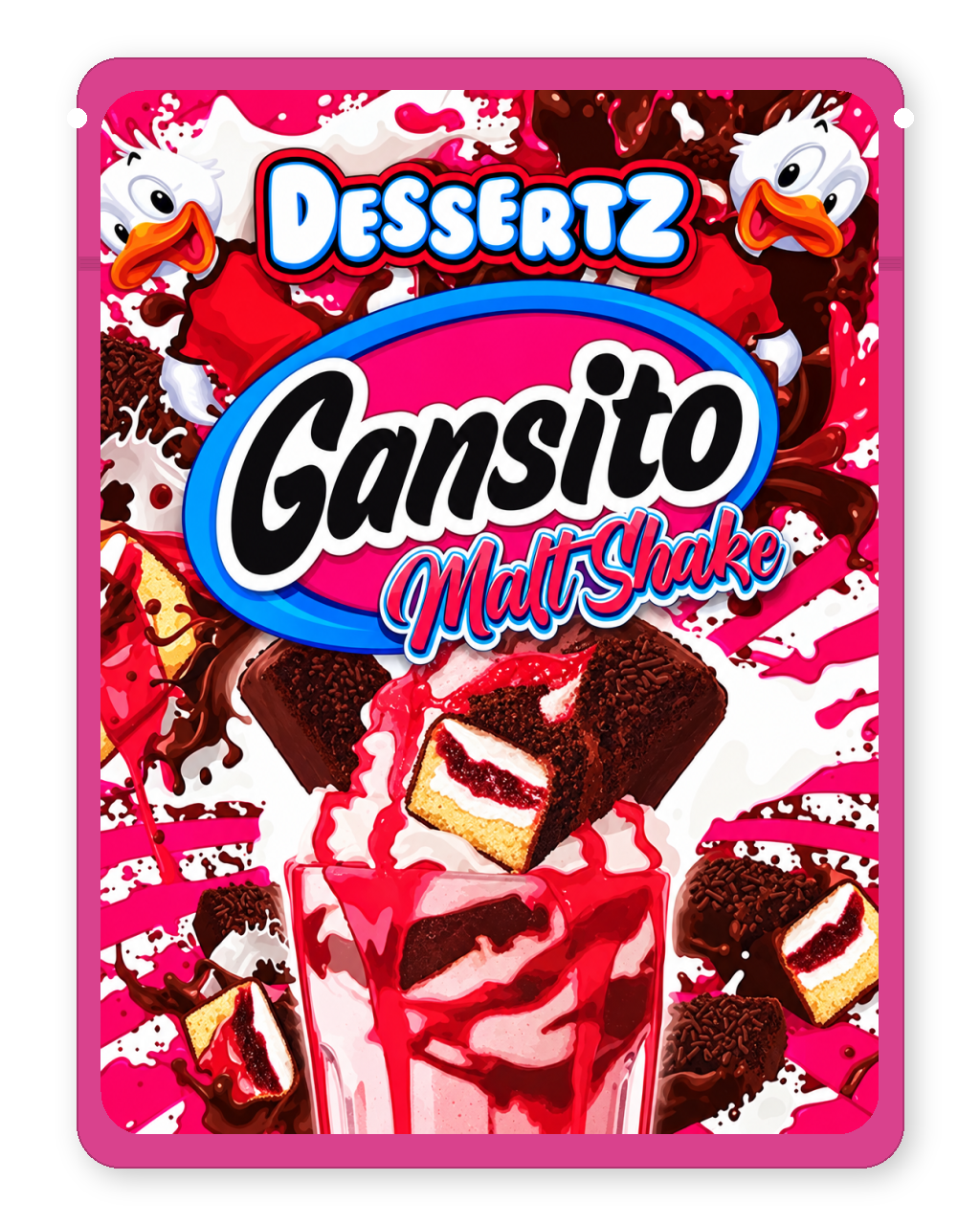 Gansito Malt Shake 3.5g Mylar Sticker Bags Dessertz - Front Design