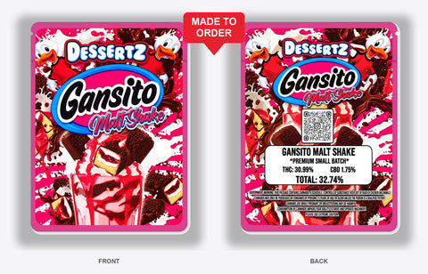 Gansito Malt Shake 3.5g Mylar Bags Dessertz - Front and Back View on Hot Pink Bag