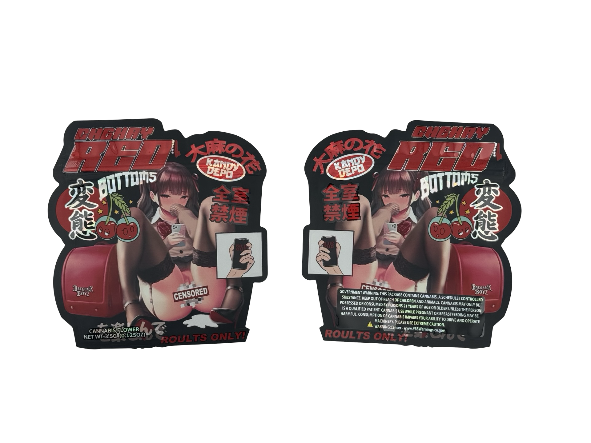Cherry Red Bottoms mylar bag