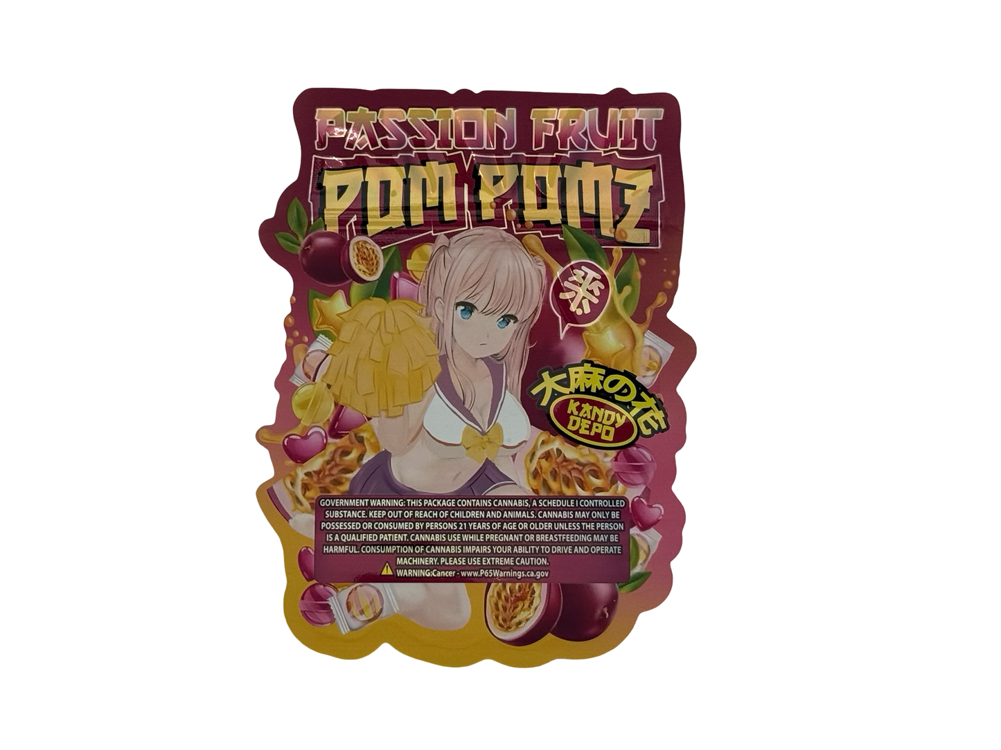 Passion Fruit Pom Pomz mylar bag — back