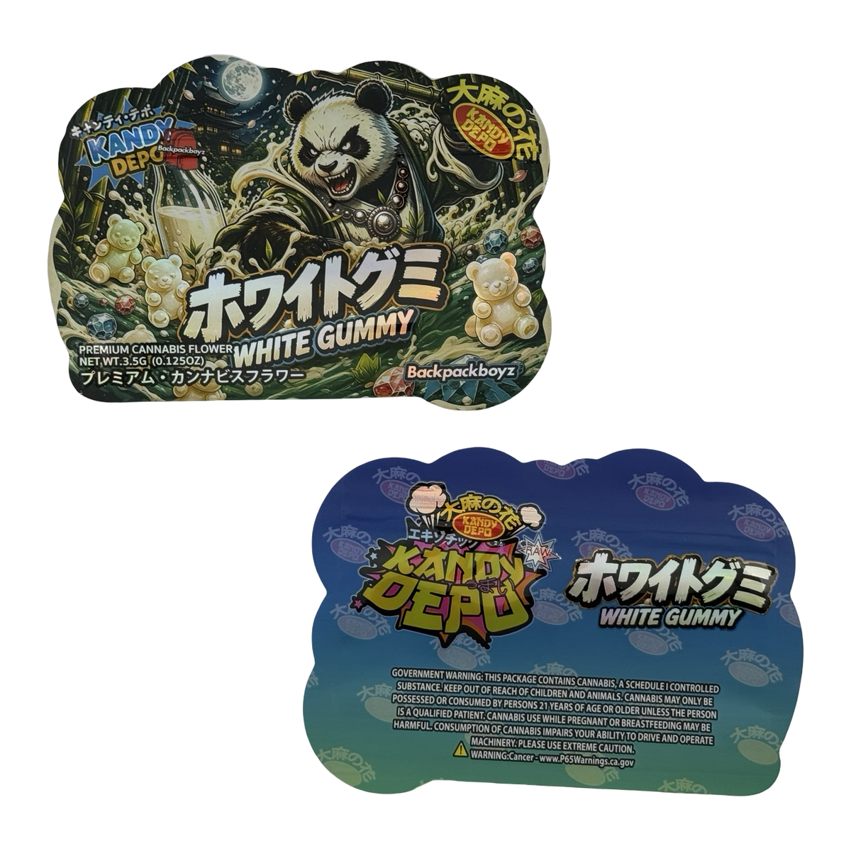 White Gummy Mylar Bags 3.5g Kandy Depo (Only $0.21 Each) — group shot