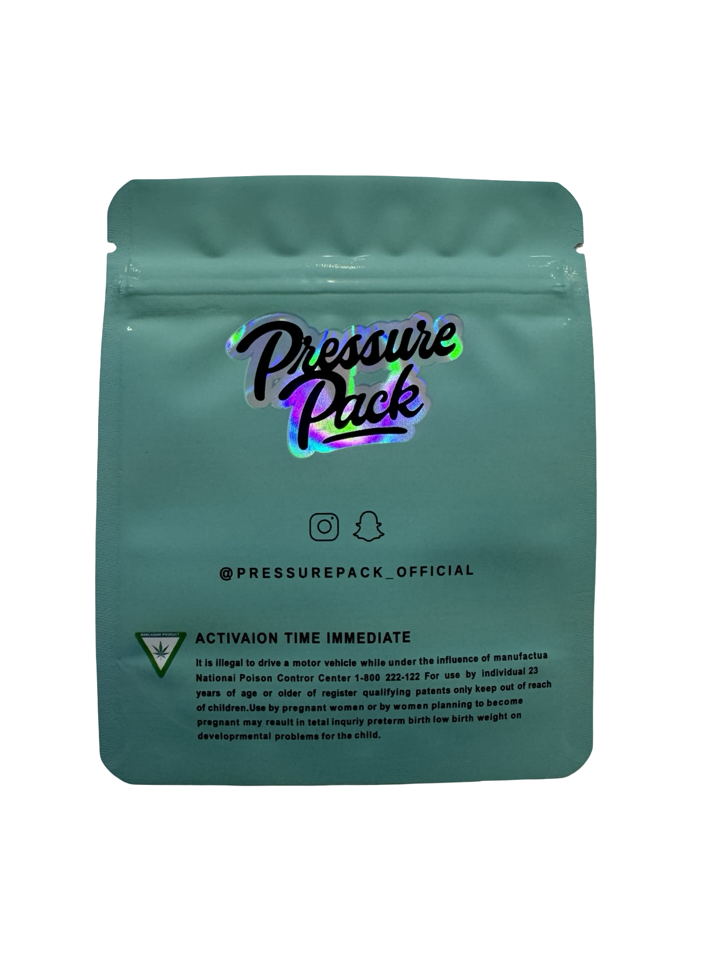 Kush Mintz 3.5g mylar bag, 4×5 in — Pressure Pack — back with zipper, tear notch