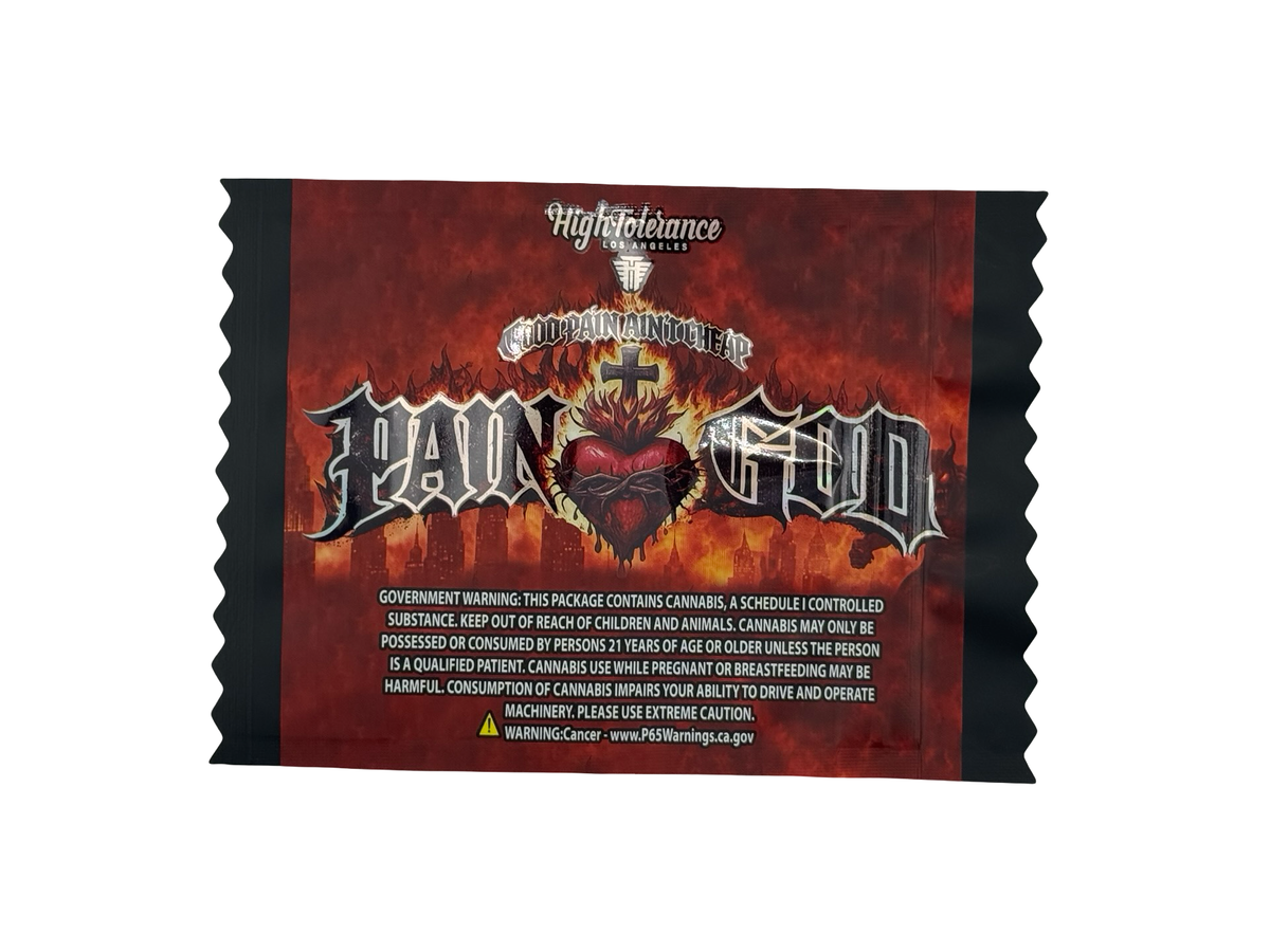 Pain God 3.5g Mylar Bags High Tolerance (Only $0.21 Each) — back
