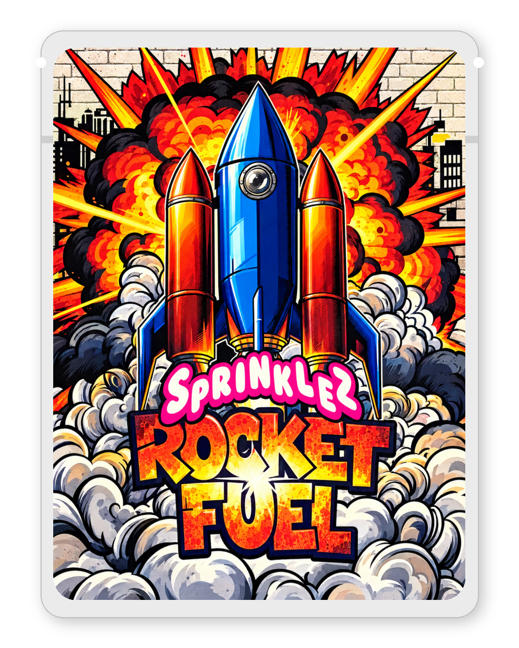 Rocket Fuel 3.5g Mylar Sticker Bags Sprinklez - Front Design
