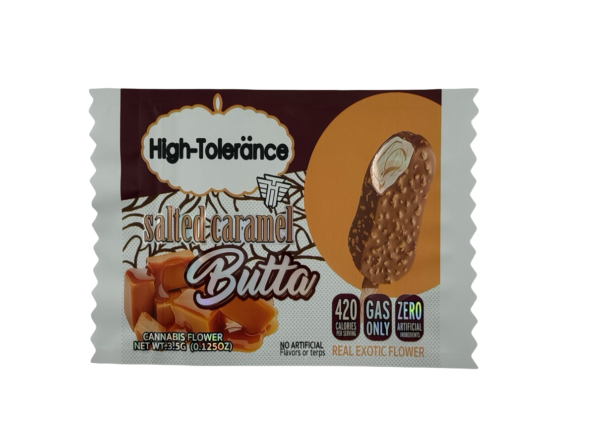 Salted Caramel Butta 3.5g Mylar Bags High Tolerance (Only $0.21 Each) — front