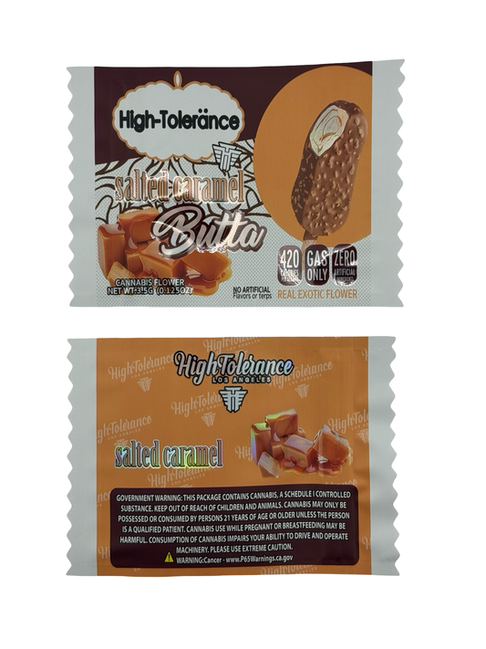 Salted Caramel Butta 3.5g Mylar Bags High Tolerance (Only $0.21 Each) — group shot